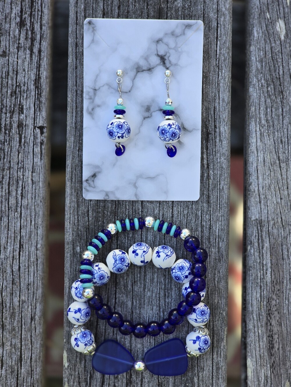 "I'm Blue" Dangle Earrings And Bracelets Set